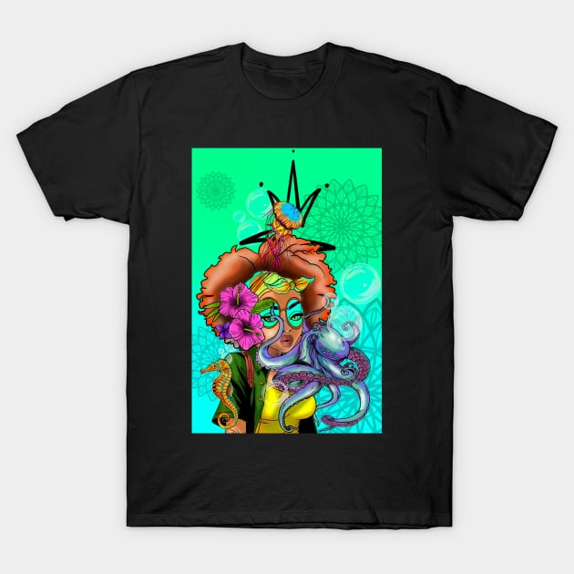 Black girl sea design T-Shirt by Rossi Jay Inc.